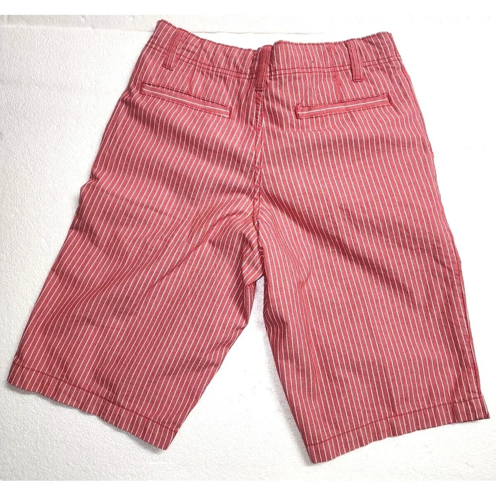 Arizona Jean Co Shorts Youth Size 16 Red White Striped Casual Chino Flat Front